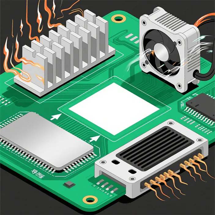 High-density spacecraft PCB with heat-generating components