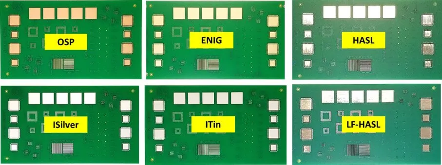 Comparison chart of PCB surface finishes