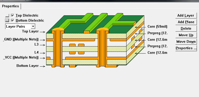 6-Layer PCB Stackup Cross-Section