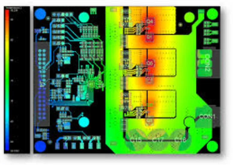 Thermal imaging of PCB showing heat distribution in retail display design