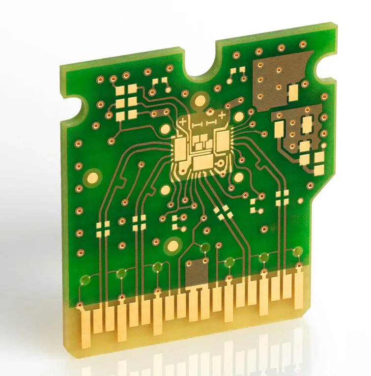 PCB with electroplated gold fingers showcasing durable Hard Gold plating.