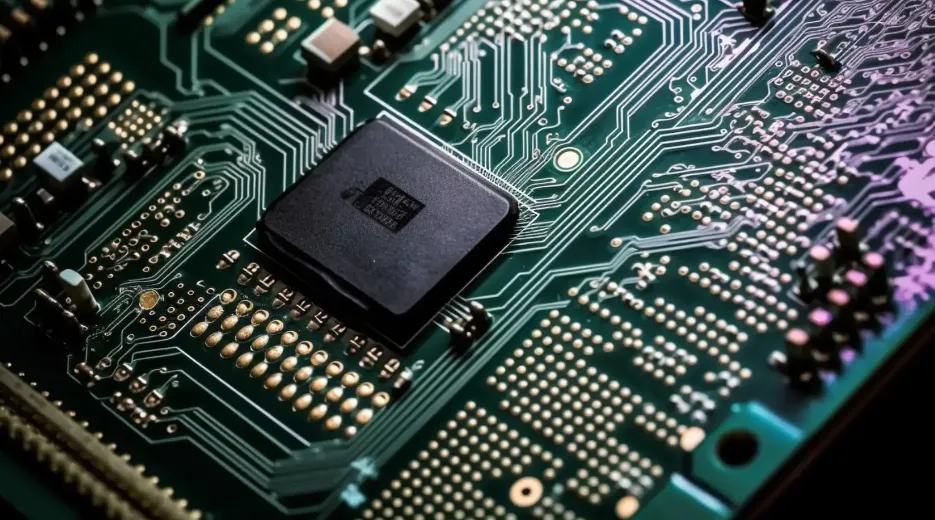 Close-up view of PCB traces for circuit board design
