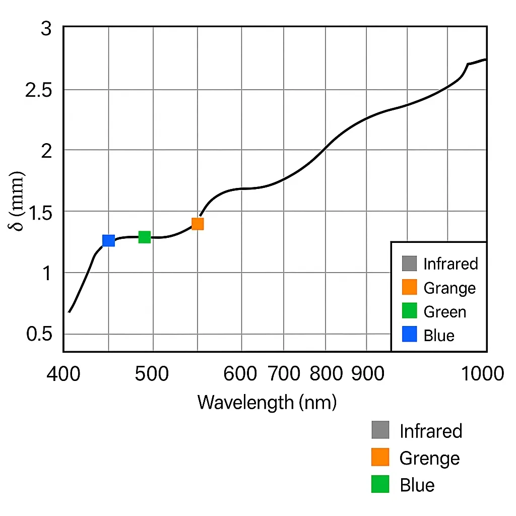 Optical penetration depth versus wavelength