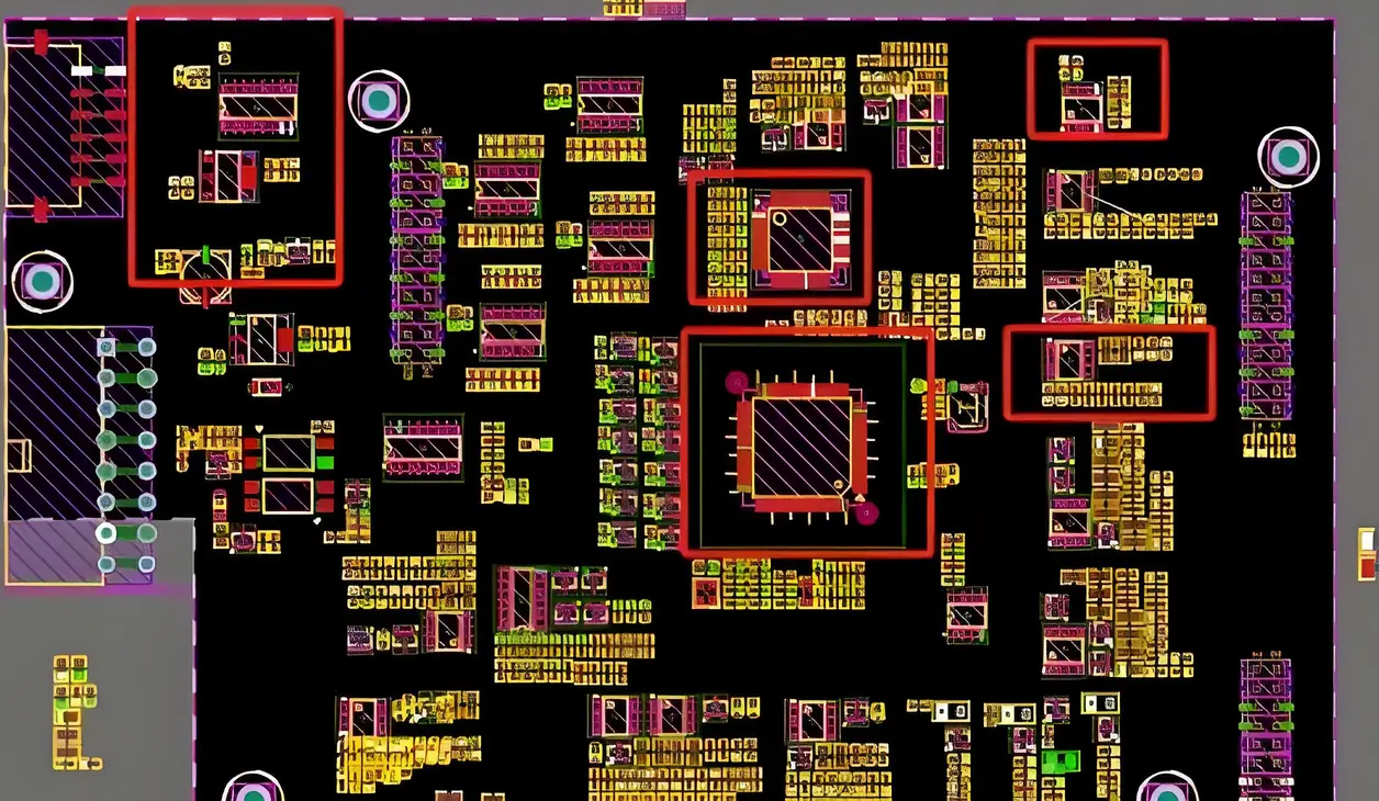 PCB layout example showing separation of high-voltage and low-voltage zones for arc prevention.