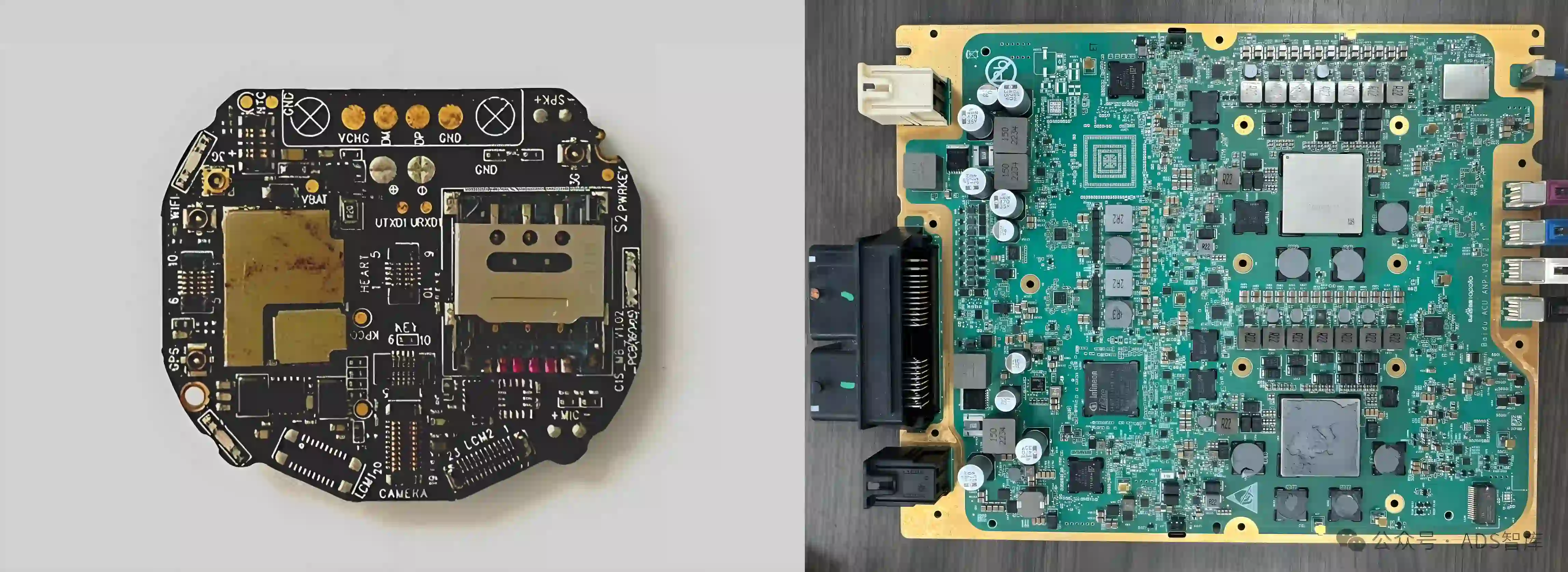 Comparison of PCB sizes in embedded systems for various applications.