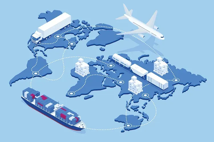 Global PCB supply chain map illustrating logistics connections