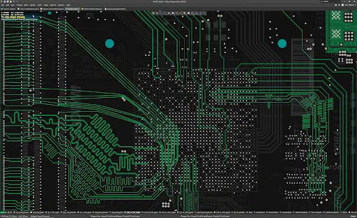PCB design software displaying hole size tolerances for manufacturing.