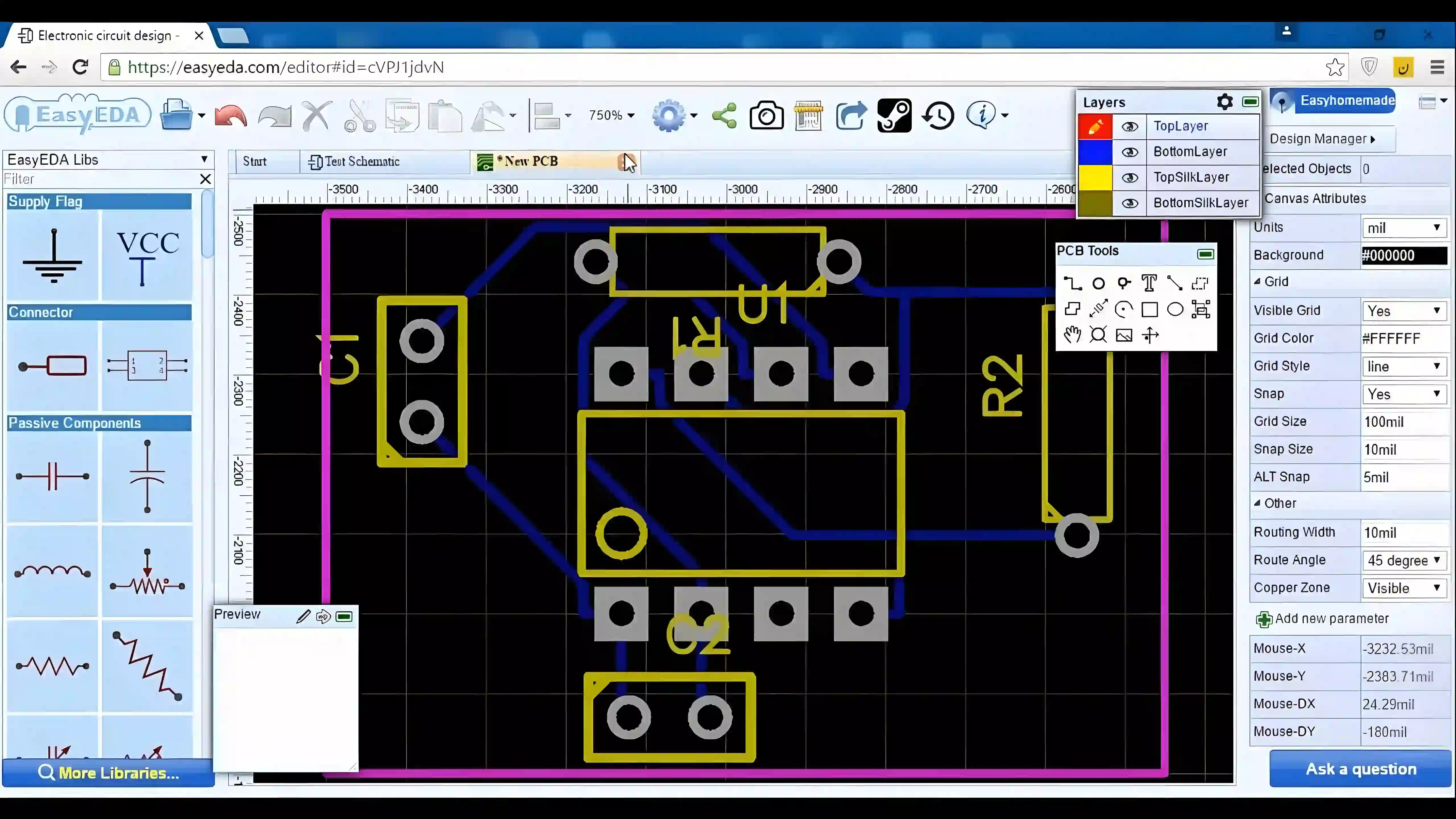 Cloud-based PCB design tool interface with collaboration features.