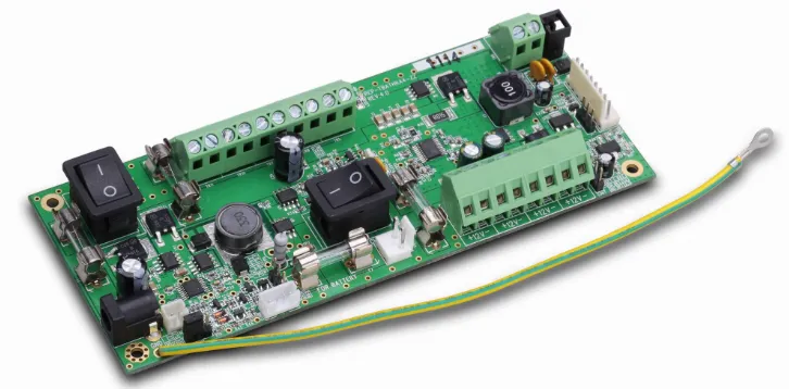 Mixed technologies PCB with SMT and thru-hole components.