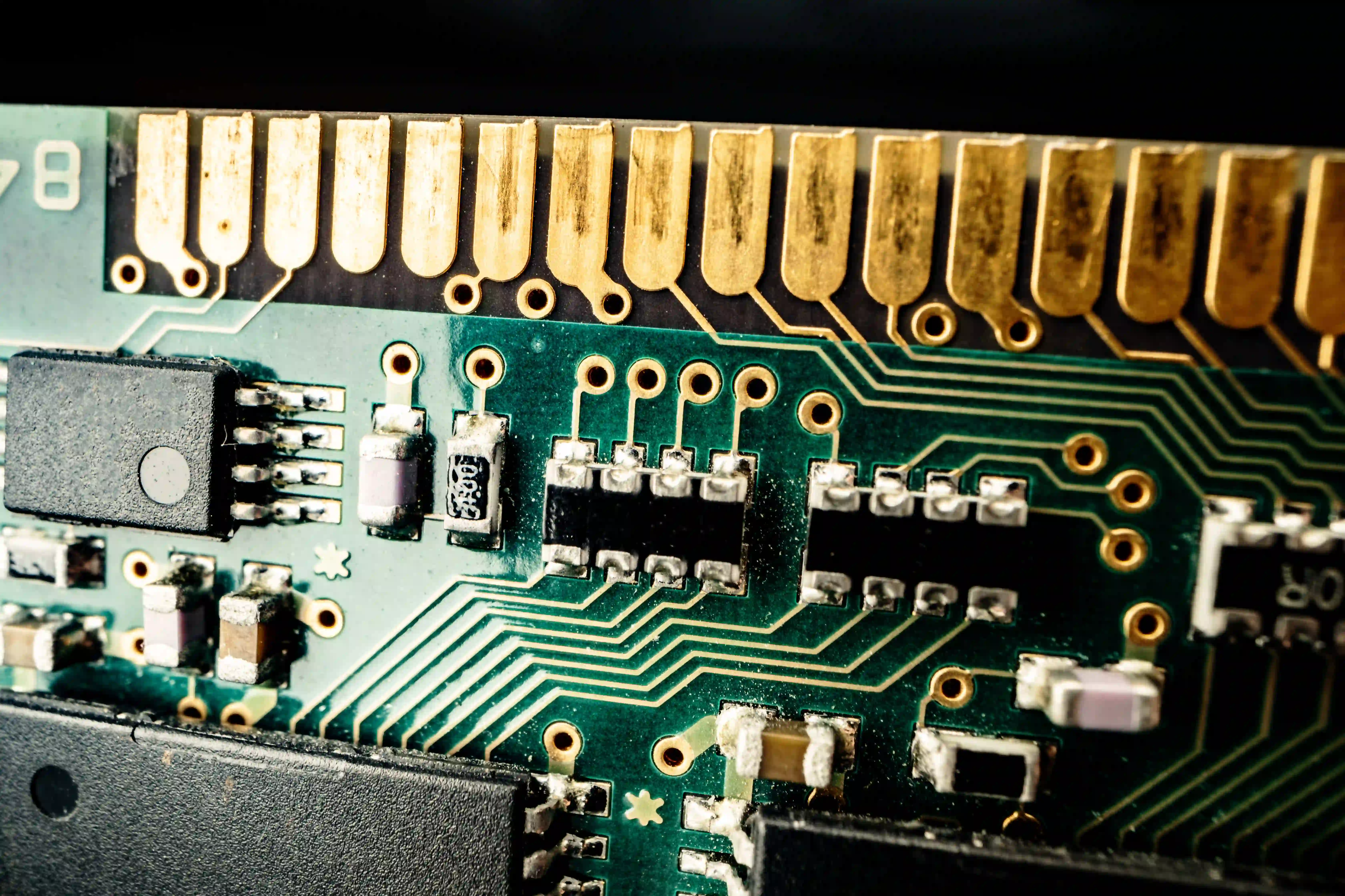 Copper-filled microvia in HDI PCB for enhanced stacked via reliability.