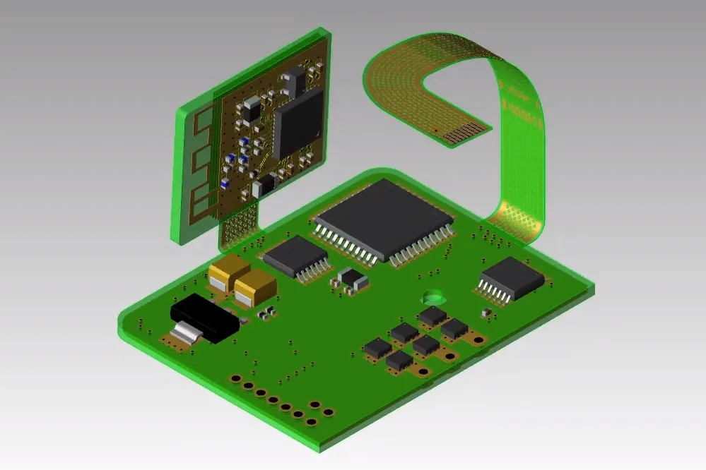 Rigid-flex PCB assembly process for smart eyewear applications