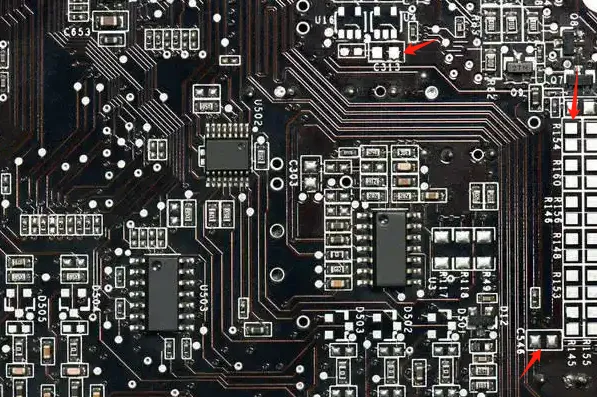 High-density PCB layout for embedded systems showing component placement.