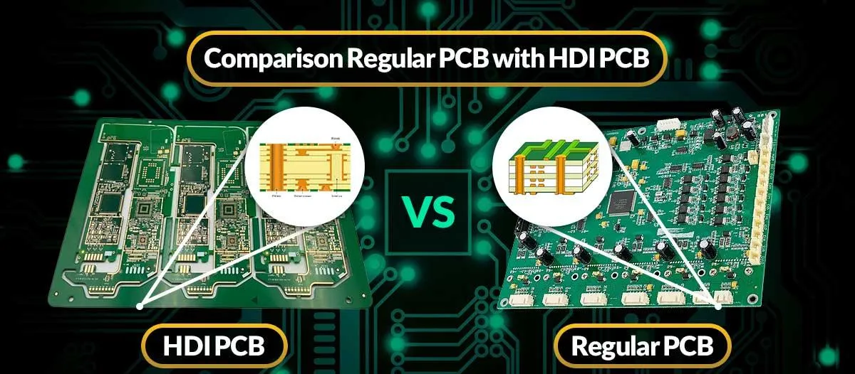 Comparison of traditional PCB vs HDI PCB with miniaturization techniques