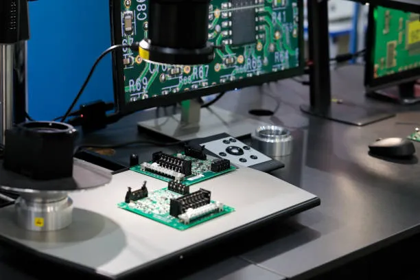 Small batch PCB production ready for flying probe testing.