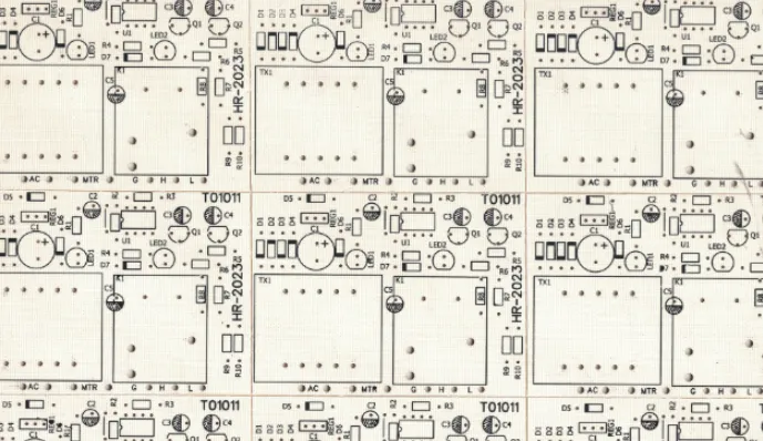 Finished CEM-1 PCB with solder mask and silkscreen.