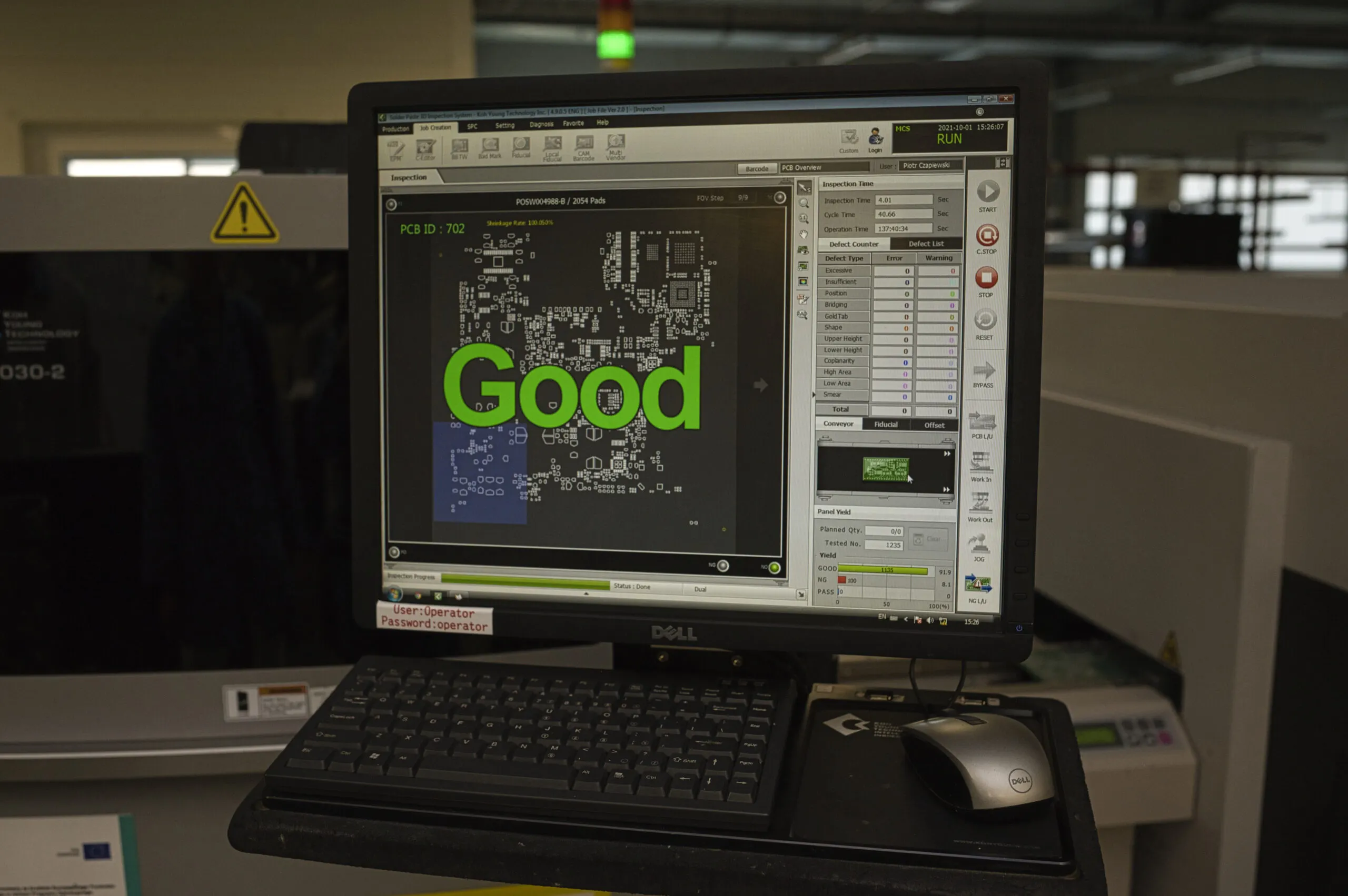 SPI system scanning solder paste deposits on high-reliability PCB