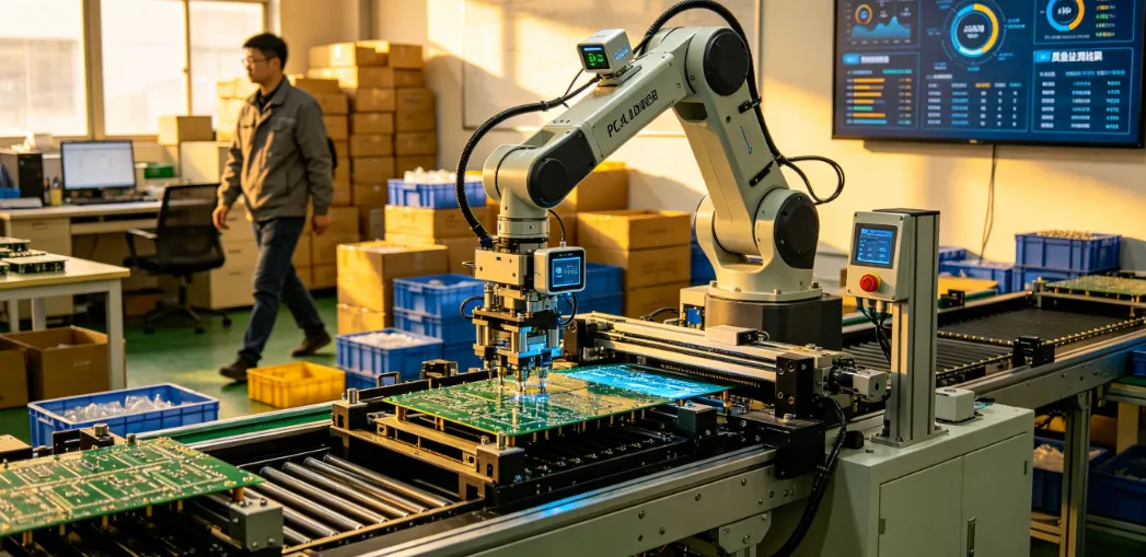 Integrated Industry 4.0 PCB assembly line with IoT sensors and data dashboards