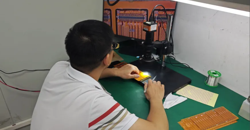 Workspace setup for manual PCB inspection with tools