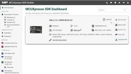 MCUXpresso SDK Builder for MCX