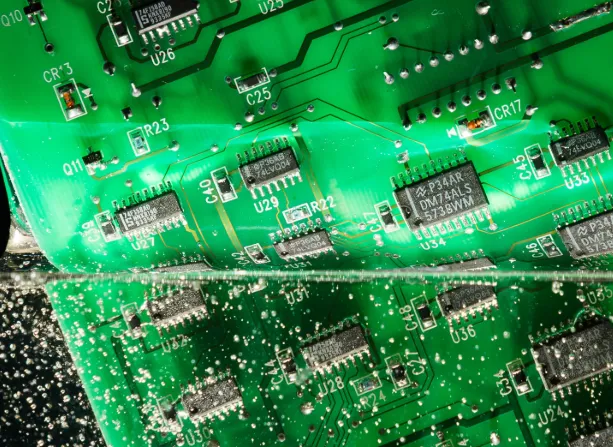PCB with conformal coating in a dusty industrial environment