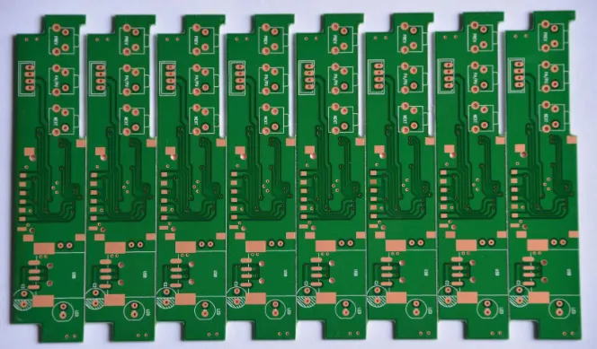 Example of a PCB panel layout with multiple boards for efficient manufacturing.