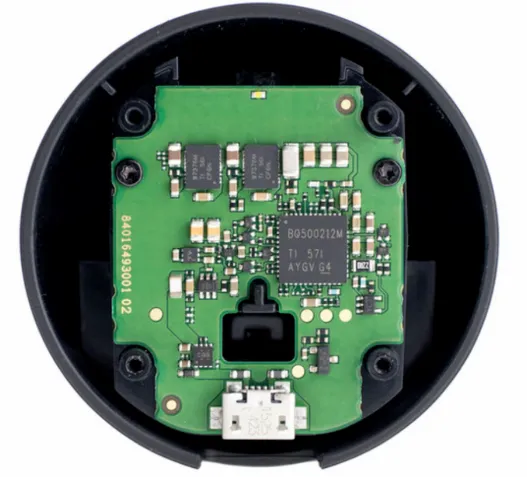Top and side views of a system in package module for wearable applications