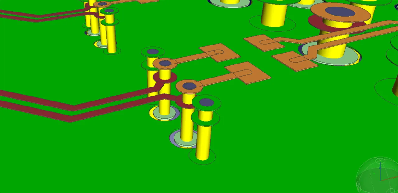 PCB layout diagram for signal integrity on 1 oz copper
