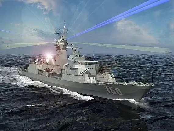 "Military radar system on a naval ship for defense applications."