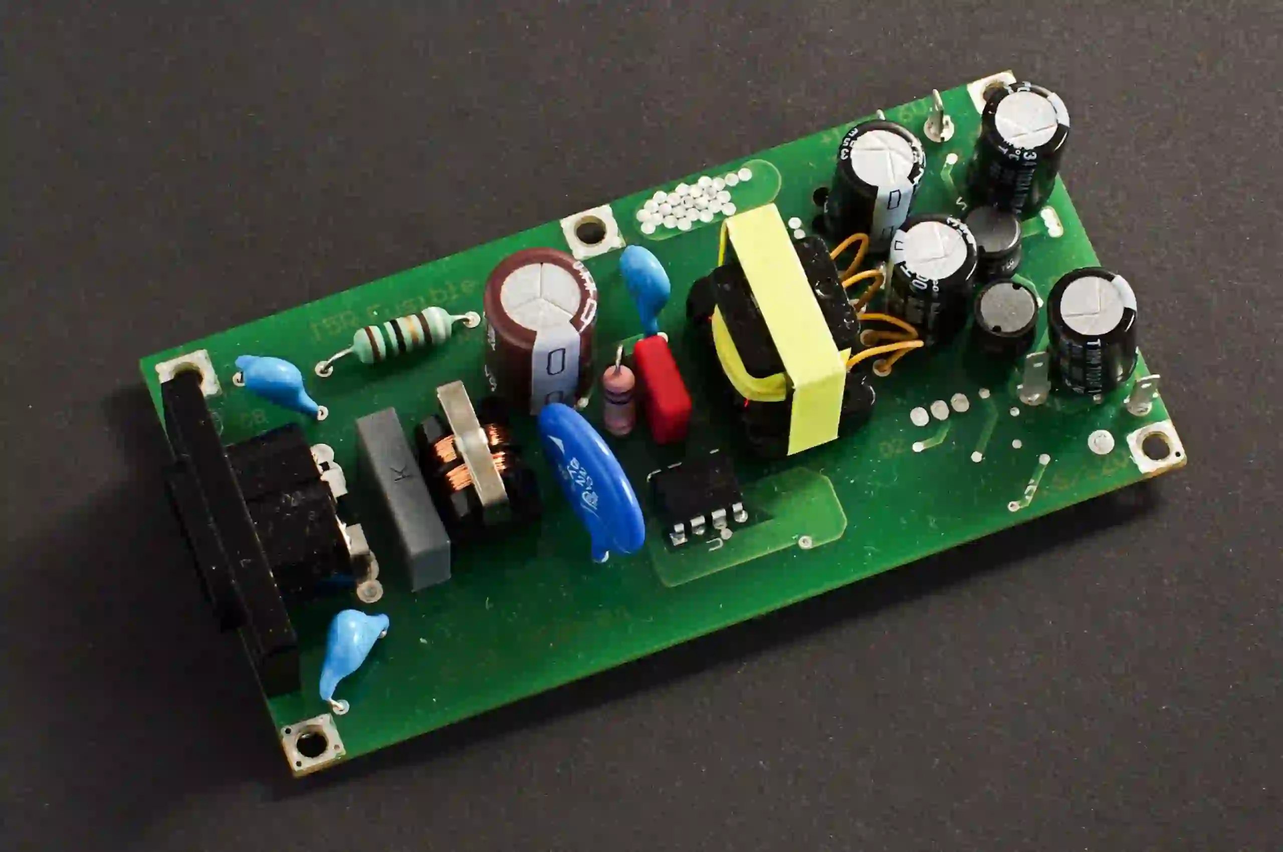 Power Supply PCB Components Closeup