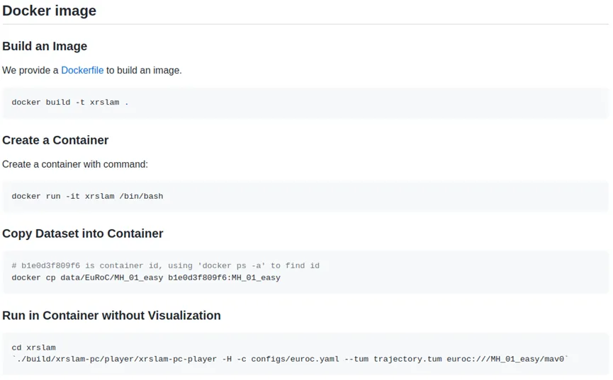 Docker image for development environment