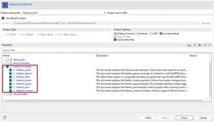 FreeRTOS examples available in the SDK