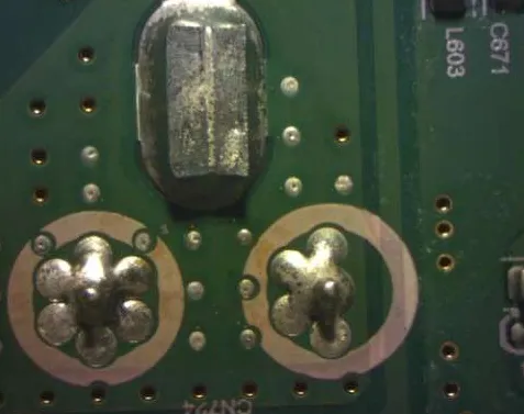 Solder joint quality comparison for fine-pitch components.