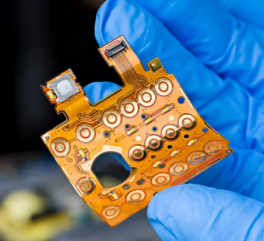 Flex PCB in a wearable device showcasing flexibility and compact design.