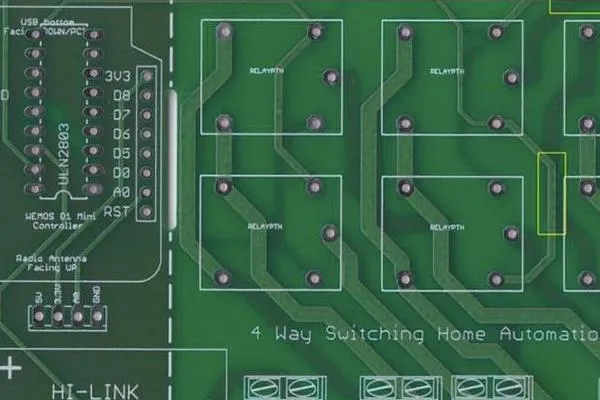 "Finished PCB for power design with optimized lead forming and creepage distances."