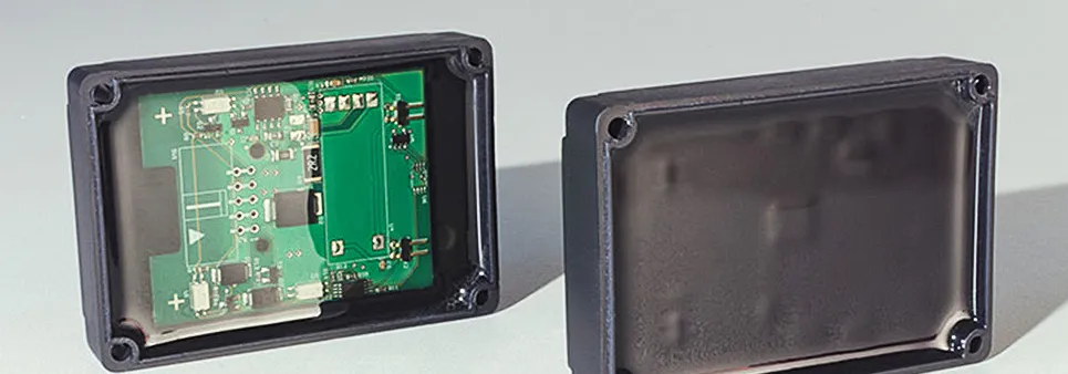 Potted electronic circuit board with protective compound