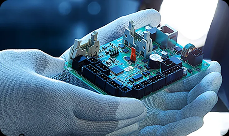 Futuristic PCB imaging setup with AI technology for fine-pitch components