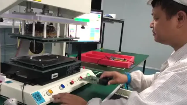 Technician analyzing ICT test results for PCB quality control