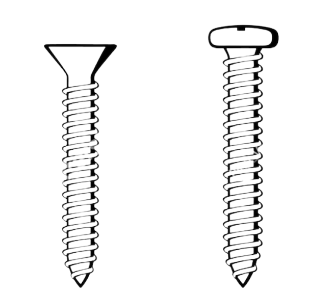 Left: Flat-head screw, suitable for countersink Right: Cap-head screw suitable for counterbore
