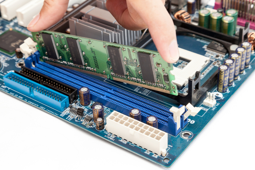 Connecting a RAM stick to a motherboard