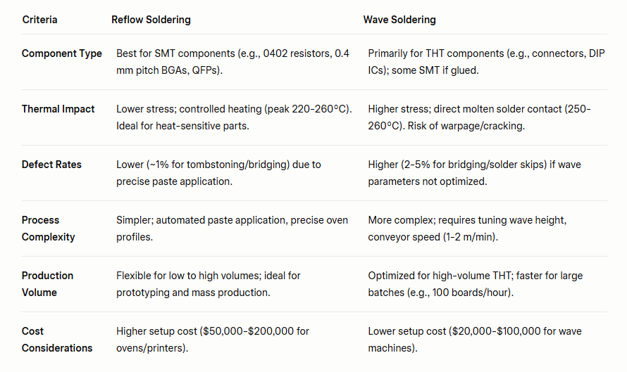 comparison table