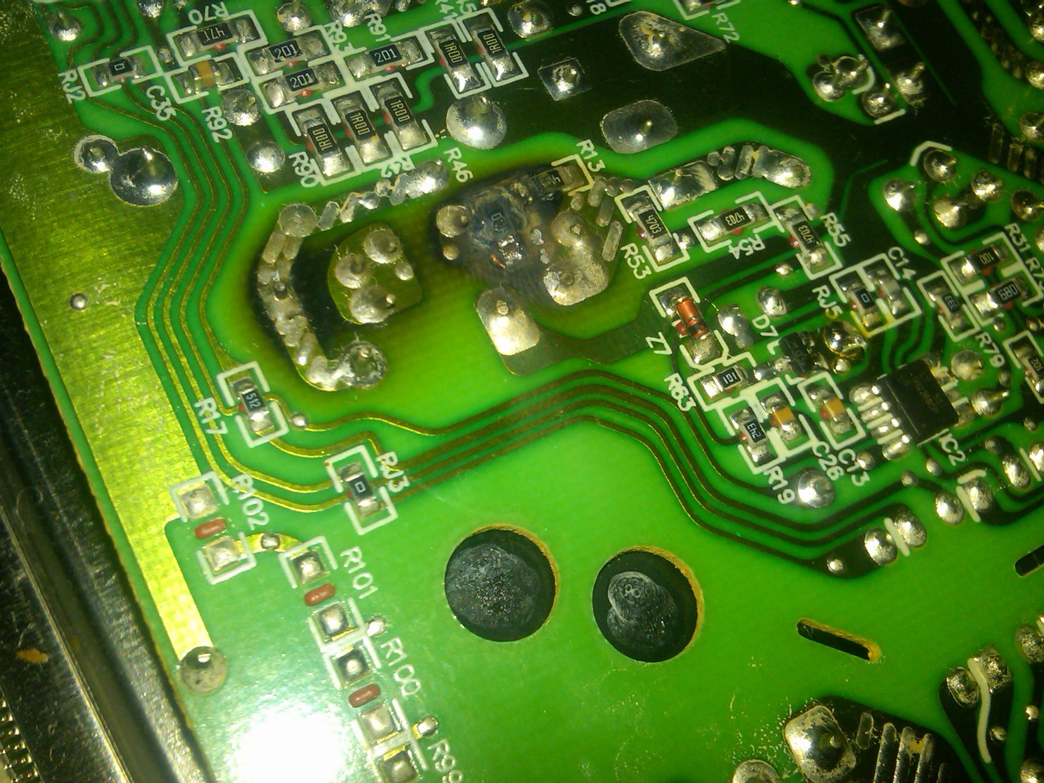 damaged pcb