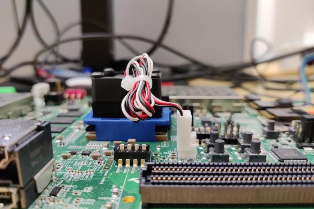 Close-up of an FPGA prototyping board used for electronic component testing