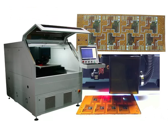UV laser depaneling machine cutting a flexible PCB with high precision