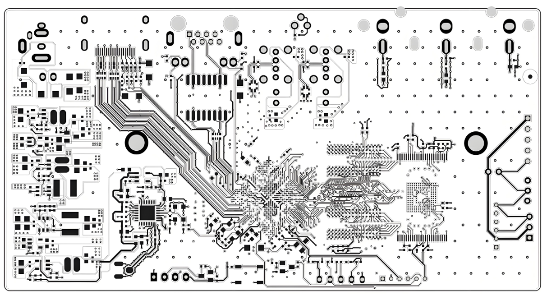 High current PCB design with 3 oz copper traces and copper pours.