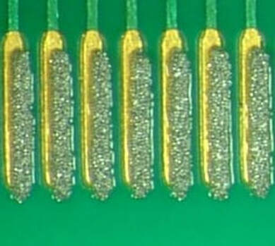 Misalignment defect in solder paste application on PCB.