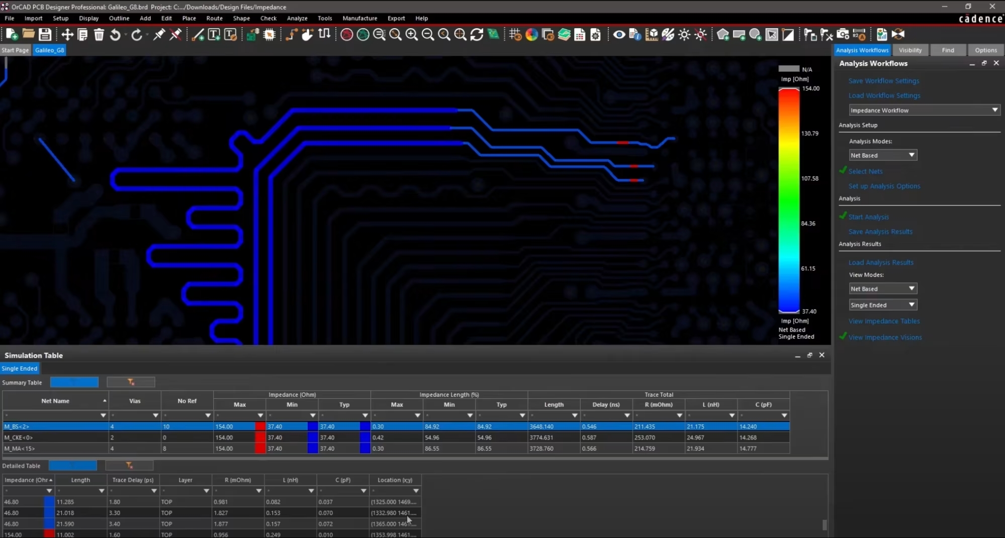 PCB design software showing trace routing and impedance control for EMI reduction