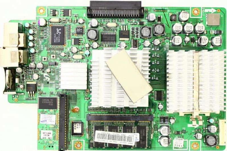 Completed PCB with via-in-pad technology in a compact electronic device.