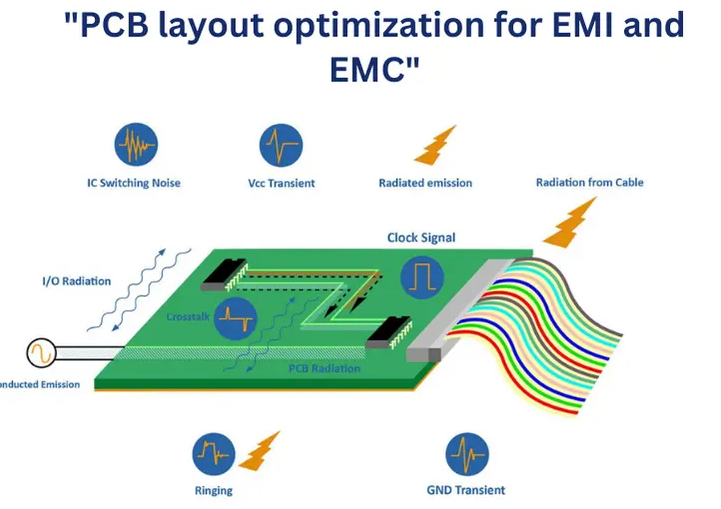 Comparison of PCB shapes for EMI and noise reduction