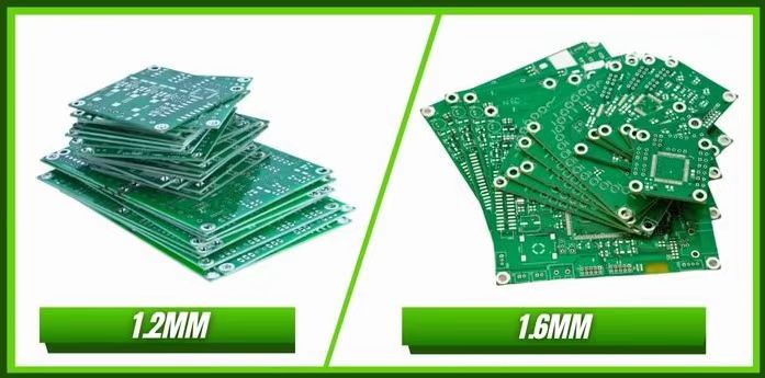 Comparison of different PCB thicknesses for design selection.
