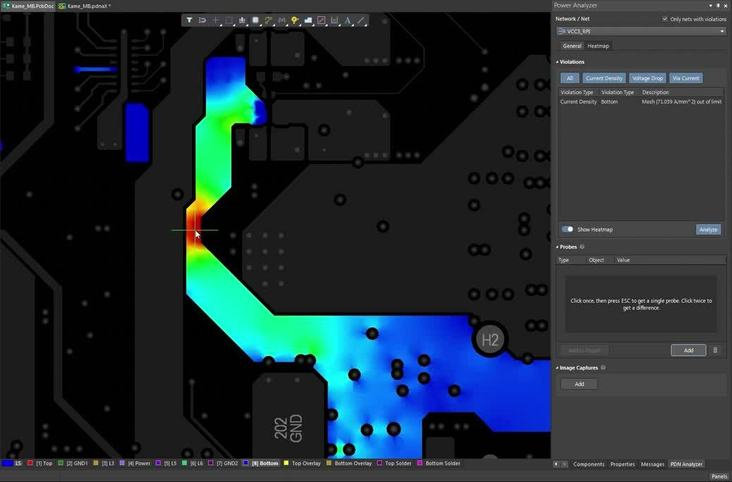 PCB simulation tool analyzing trace width for signal integrity optimization